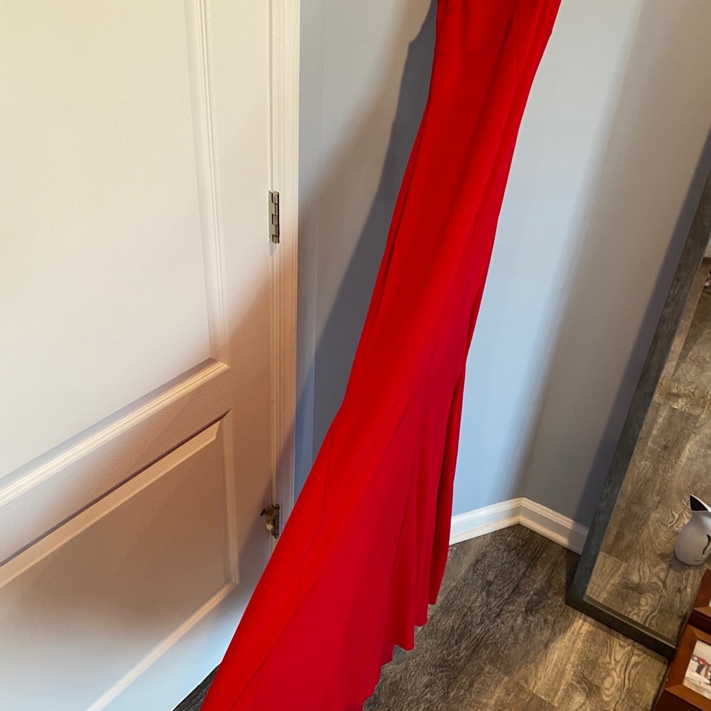 Bebe Red, backless, with small train evening gown - Picture 2 of 10